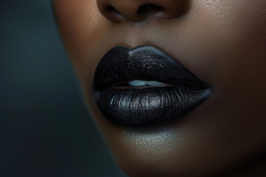 Close-Up of a Woman with Gothic Black Lip Style Generative AI