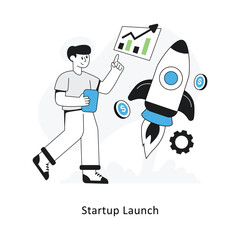 Startup Launch Flat Style Design Vector illustration. Stock illustration