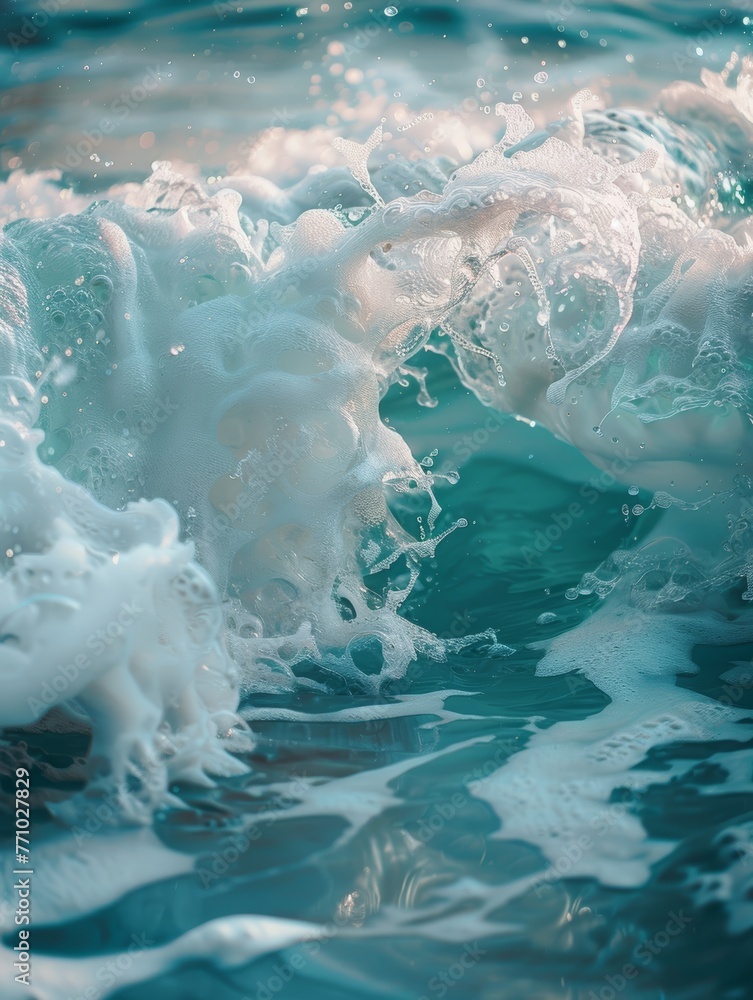 Poster Close-Up of Mesmerizing Ocean Waves Generative AI