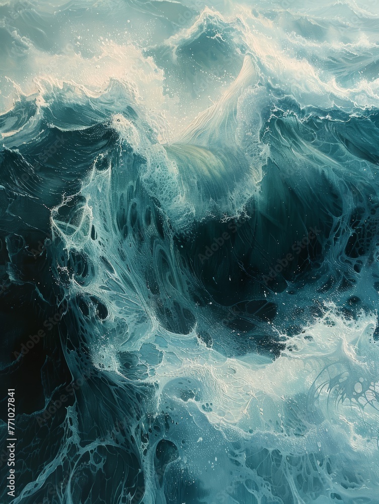 Poster close-up of mesmerizing ocean waves generative ai