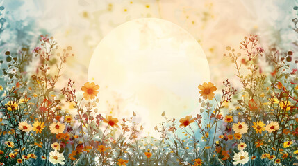 Wildflower Dream Under Full Moon - Magical Floral Scene, Fantasy Style Concept, Great for Creative Projects and Dreamlike Visual Storytelling