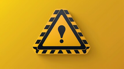An illustration showcases a hazard warning attention sign with an exclamation mark symbol in vector format.