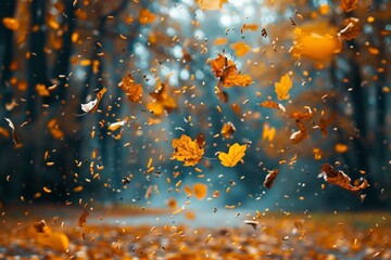 Autumn Leaves Mid-Air Dance Generative AI