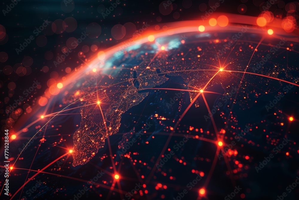Poster global network connection concept - abstract earth illustration generative ai