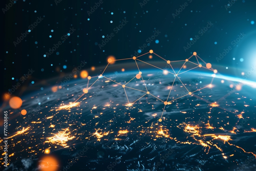 Poster global network connection concept - abstract earth illustration generative ai