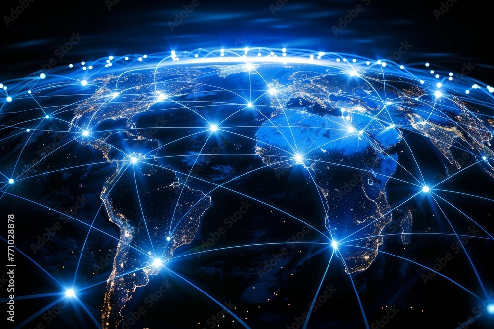 Poster global network connection concept - abstract earth illustration generative ai