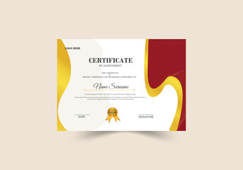 certificate of achievement template with gold badge and border