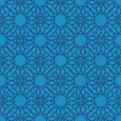 Vintage seamless pattern. Ornamental antique style, floral background. blue ornament