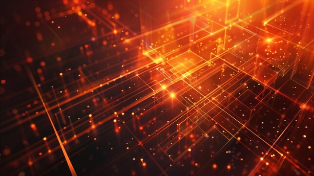 Abstract futuristic technology background forming 3d lines with neon colors.