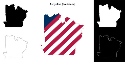 Avoyelles parish (Louisiana) outline map set