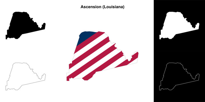 Ascension parish (Louisiana) outline map set