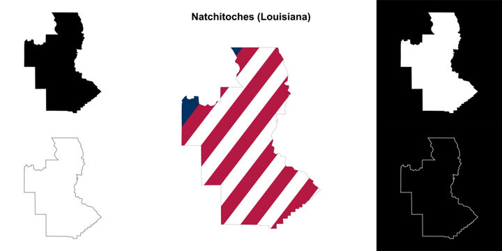Natchitoches parish (Louisiana) outline map set