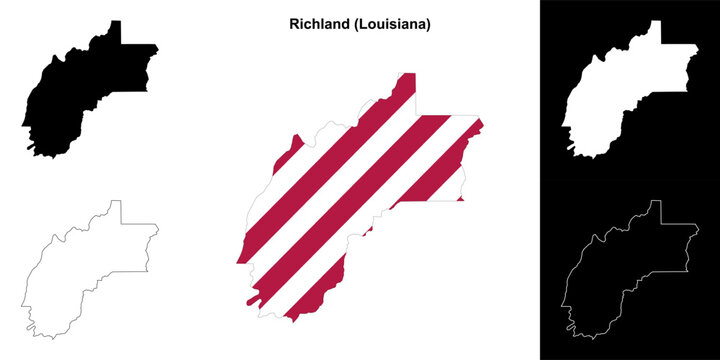 Richland parish (Louisiana) outline map set