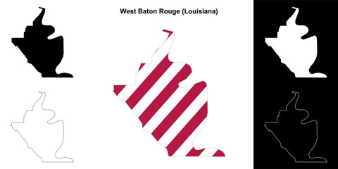 West Baton Rouge parish (Louisiana) outline map set