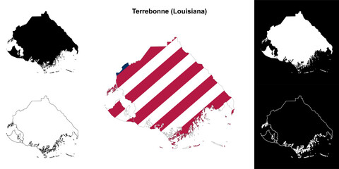 Terrebonne parish (Louisiana) outline map set