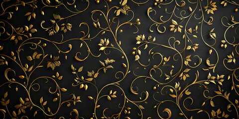 A black background with gold flowers and leaves Black friday Design Concept Art Template.AI Generative