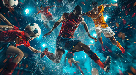 High-energy sports wallpaper concept design, ice punk sporty image with colorful vibrant special...