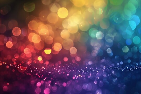 Abstract multicolor background with defocused lights and stars, Ai Generated