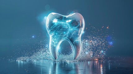 Depicting a healthy tooth with a glowing effect, this illustration symbolizes teeth whitening concepts.