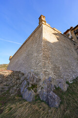 Moat of the walled city of Briançon built by Vauban in the French Alps - Citadel with colorful...