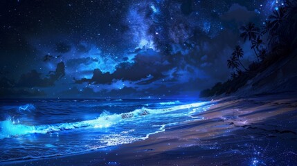Night Sky Over Ocean , outdoors
