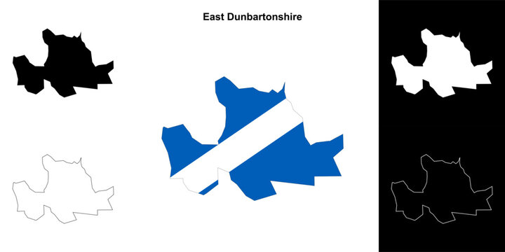 East Dunbartonshire blank outline map set