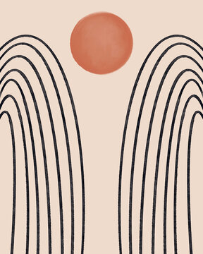 Minimal Rainbows And Sun Illustration
