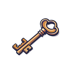 Key vector icon on white background, logotype, logo, sticker