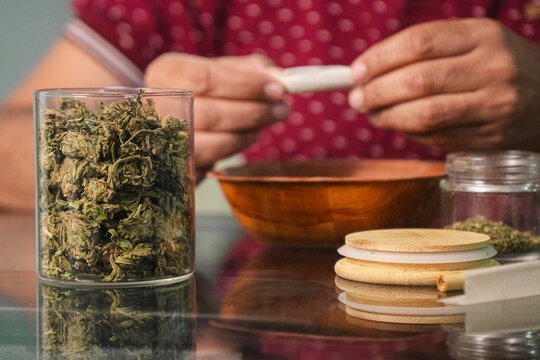 Man rolling a joint