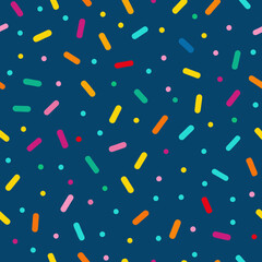 Seamless pattern with colorful sprinkles and confetti