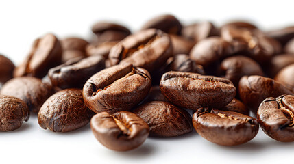 Naklejka premium High-Quality Coffee Beans Scattered On A Clean Surface Close-Up