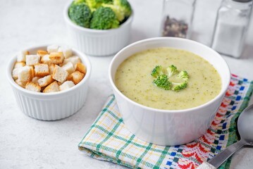 Broccoli potato soup in a bowl