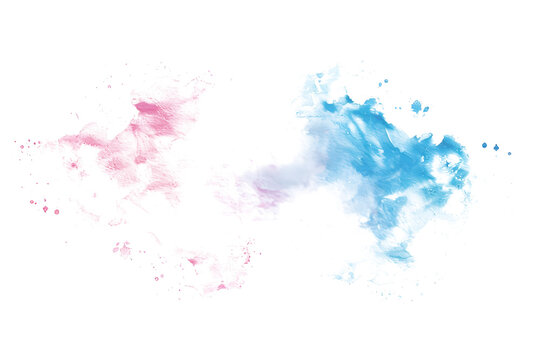 Pastel pink and blue blended watercolor paint on white background.