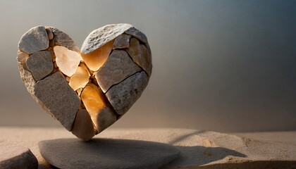 heart shaped of broken stone