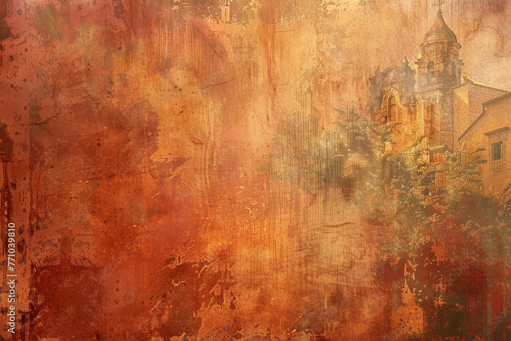 Poster an abstract background that reflects the charm and elegance of spanish style. the image features a m
