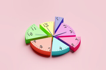 Time management/time is money/productivity financial pie chart concept