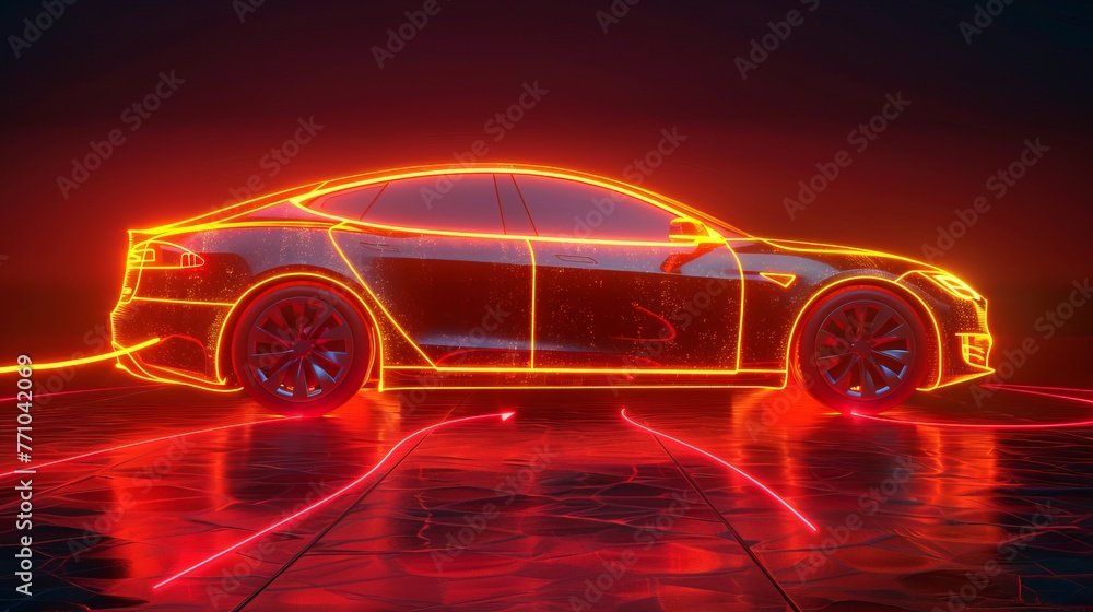 Aufkleber car charge line icon. continuous one line with curl. vehicle charging plug sign. electric power symb