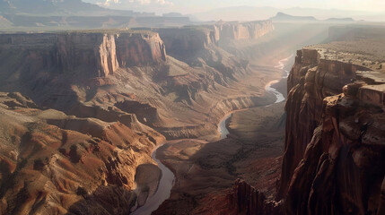 A breathtaking canyon carved over millennia by the forces of nature, with towering cliffs and...