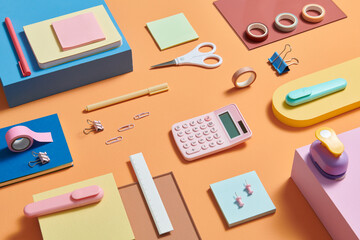 Blank items as mockups for branding on color background