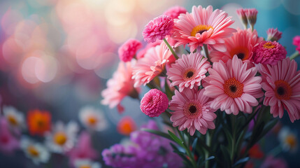 Bouquet of pink daisies and gerbera flowers