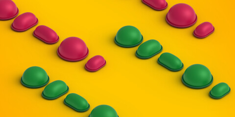 Colorful Capsules on Yellow Background