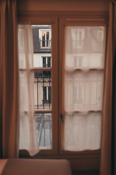 Window view on streets of Paris