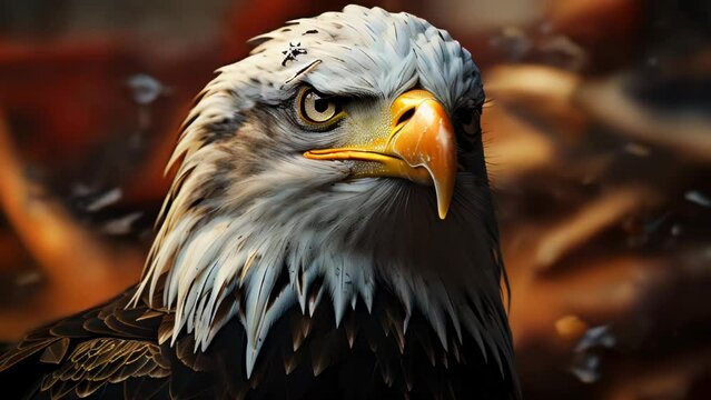 The head of an eagle against the background of the US flag as a symbol of America's independence