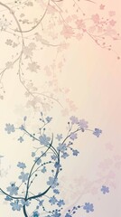 vertical Elegant floral pattern on a pastel gradient background, delicate botanical illustration, vertical format with copy space