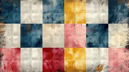 Vintage checkerboard background with scuffs and divorces