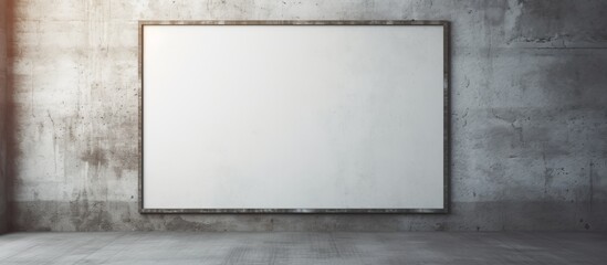a large white board is hanging on a concrete wall . High quality