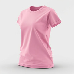 An angled view of the pink T-shirt template from the side, emphasizing its versatility for various design applications and print mockups. Generative AI