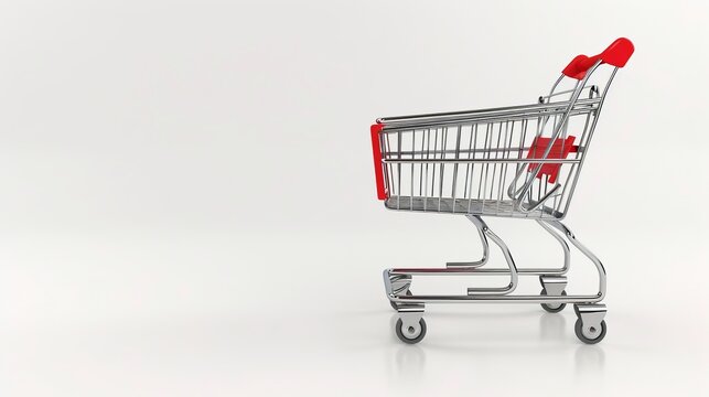 This high-quality 3D render showcases a shopping cart isolated on a white background.