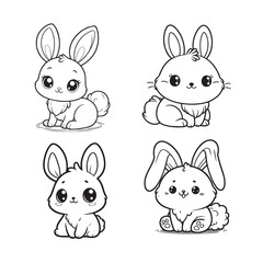 Vector illustration of cute bunny for coloring