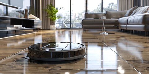 Robotic vacuum cleaning living room floor